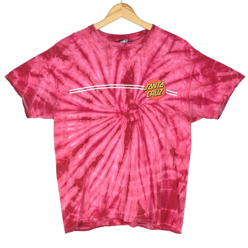 SANTA CRUZ Skateboards Shirt Men's‎ Large Red Tie-Dye Graphic Logo Spellout